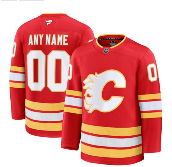 Men's Youth Calgary Flames Custom Fanatics Red Home Player Jersey